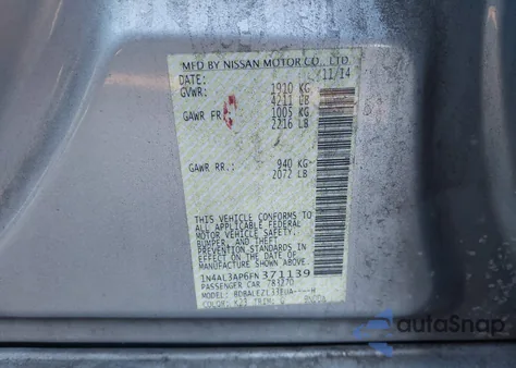 2015 Nissan Altima 2.5 S z USA, uszkodzony, nr VIN 1N4AL3AP6FN371139